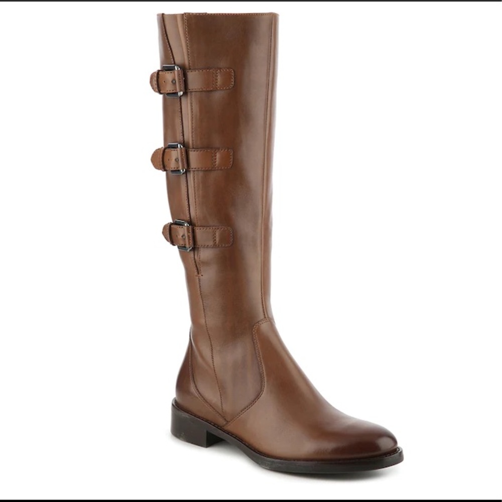Ecco Tan Hobart Leather Buckle Riding Boots